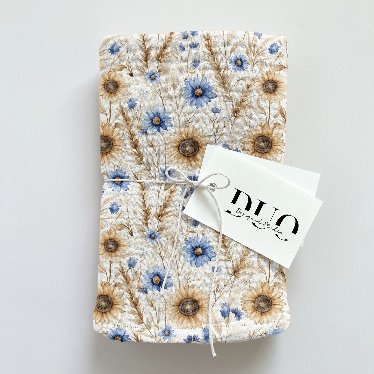 Wheat & Soft Blue Floral Digital Seamless Pattern