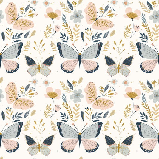 Whimsical Pastel Butterflies Digital Seamless Pattern