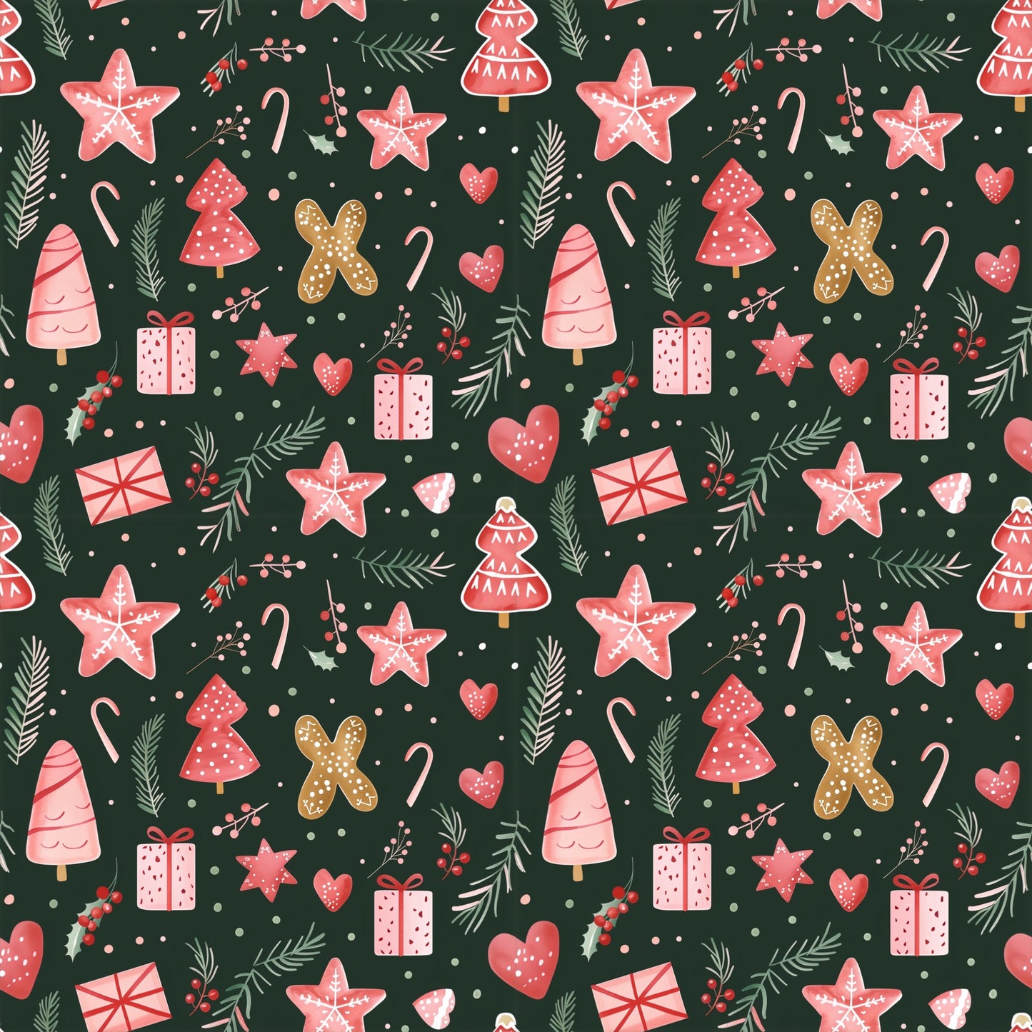 Whimsi Pink Christmas Digital Seamless Pattern