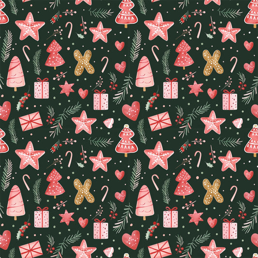 Whimsi Pink Christmas Digital Seamless Pattern