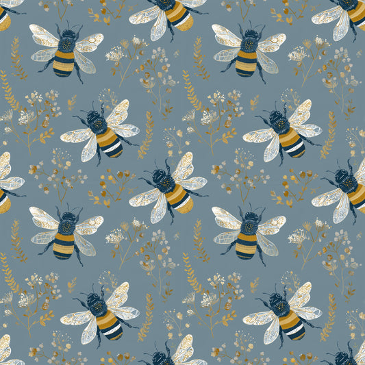 Whimsical Bees Digital Seamless Pattern