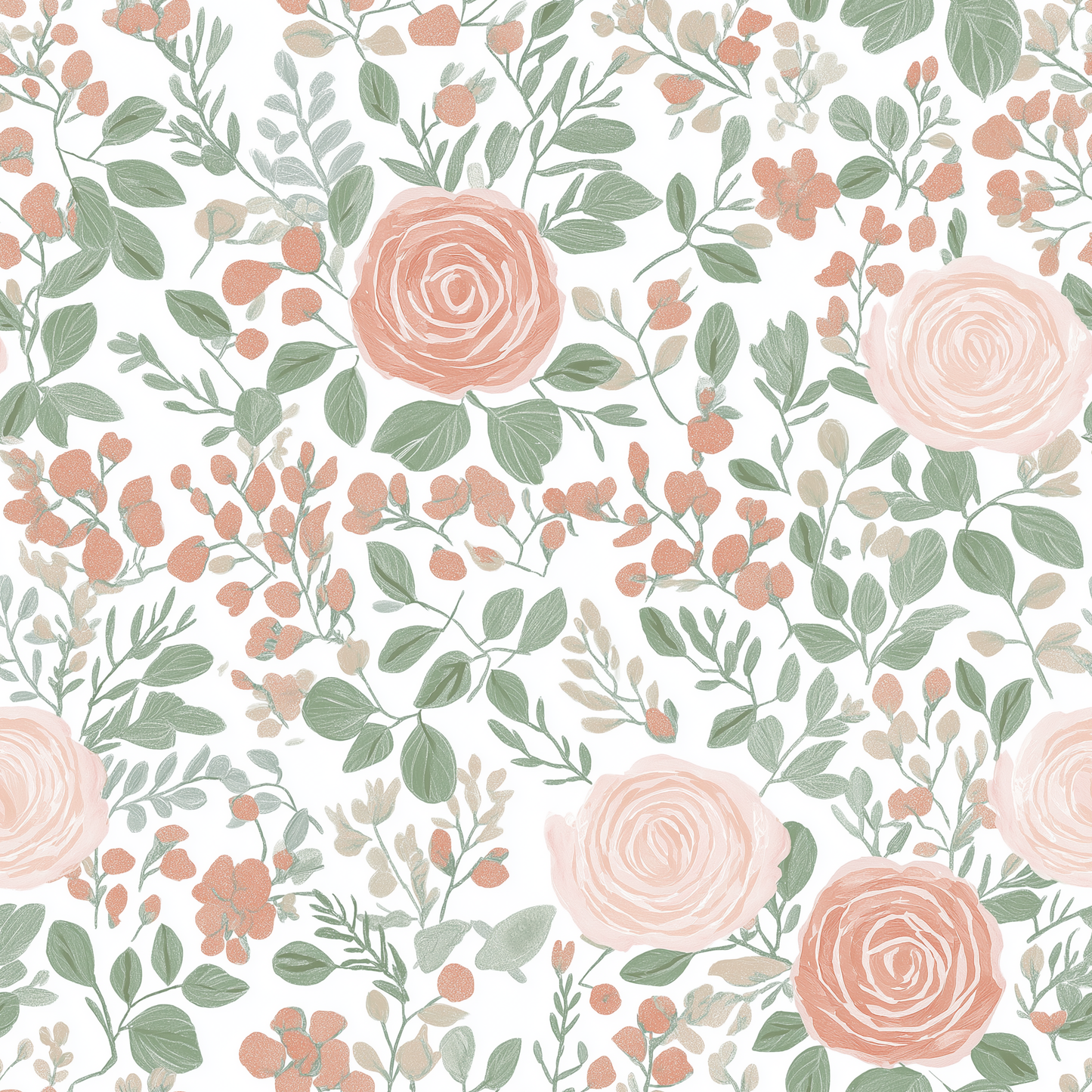 Whimsical Floral Digital Seamless Pattern