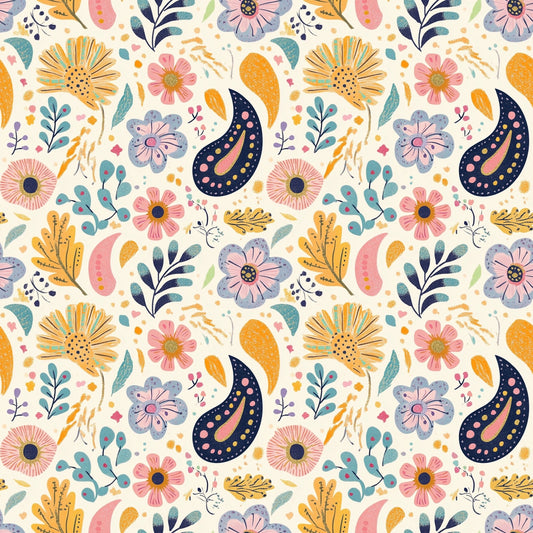 Whimsical Pink Paisley Digital Seamless Pattern
