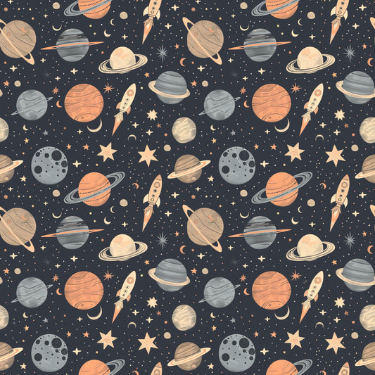 Navy Rockets Digital Seamless Pattern