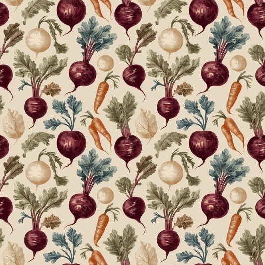 Whimsical Root Veggies Digital Seamless Pattern