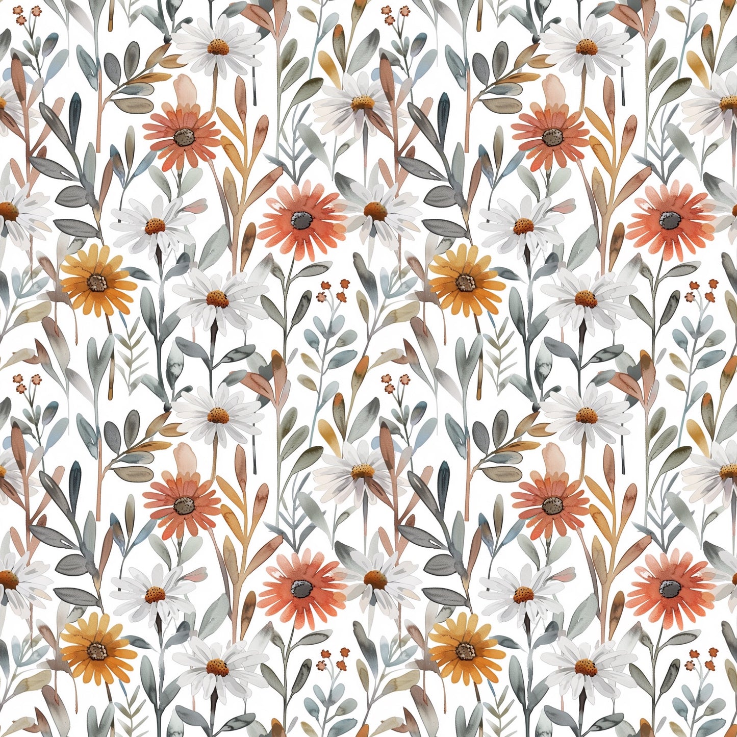 Wild Meadow Floral Digital Seamless Pattern
