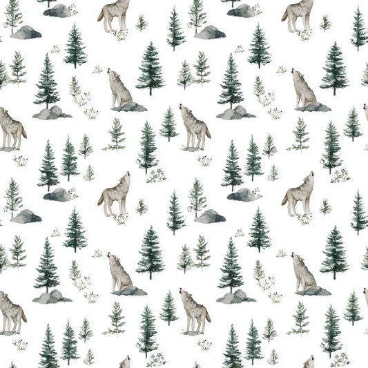Wild Wolves Digital Seamless Pattern