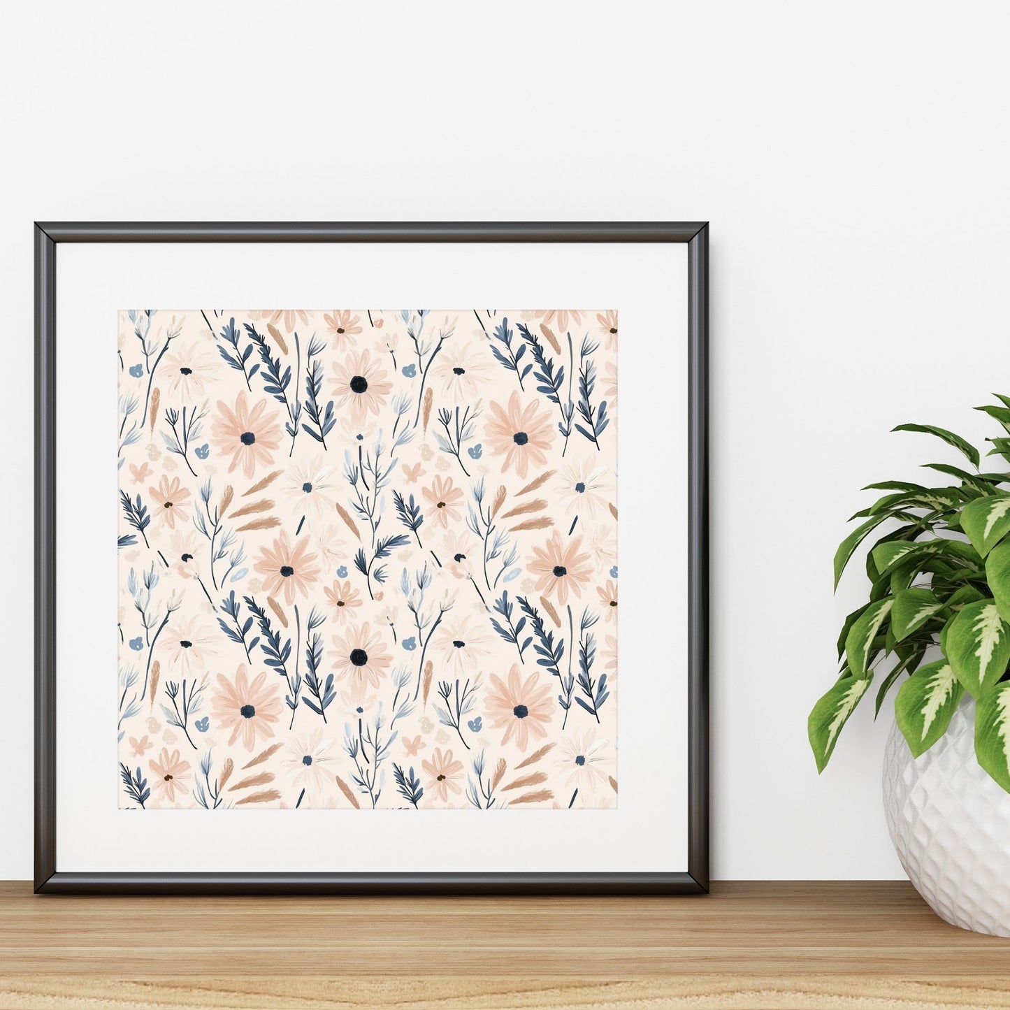 Wildflower Daisies Digital Seamless Pattern