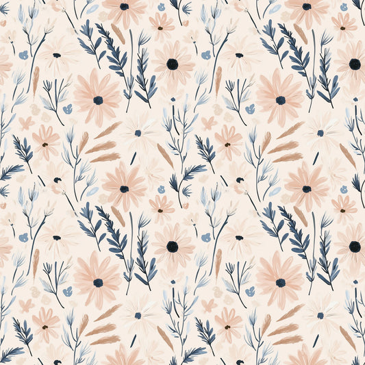 Wildflower Daisies Digital Seamless Pattern