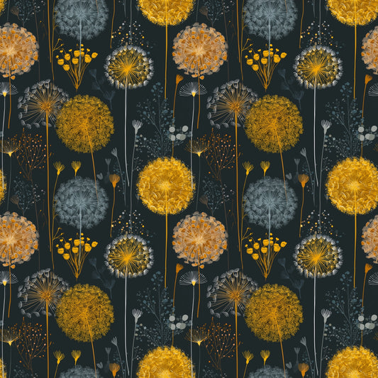 Wildflower Dandelions Digital Seamless Pattern