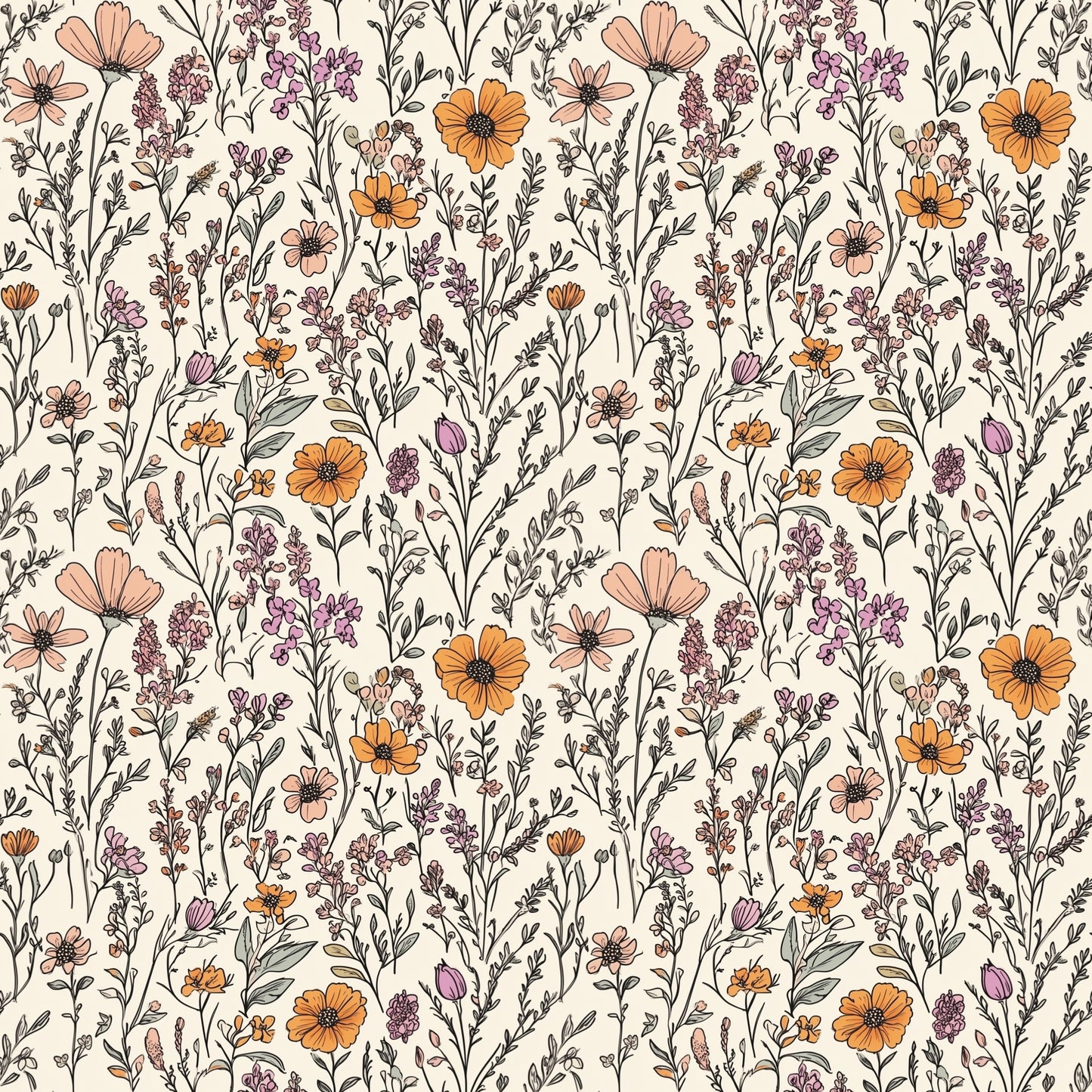 Wildflowers Digital Seamless Pattern