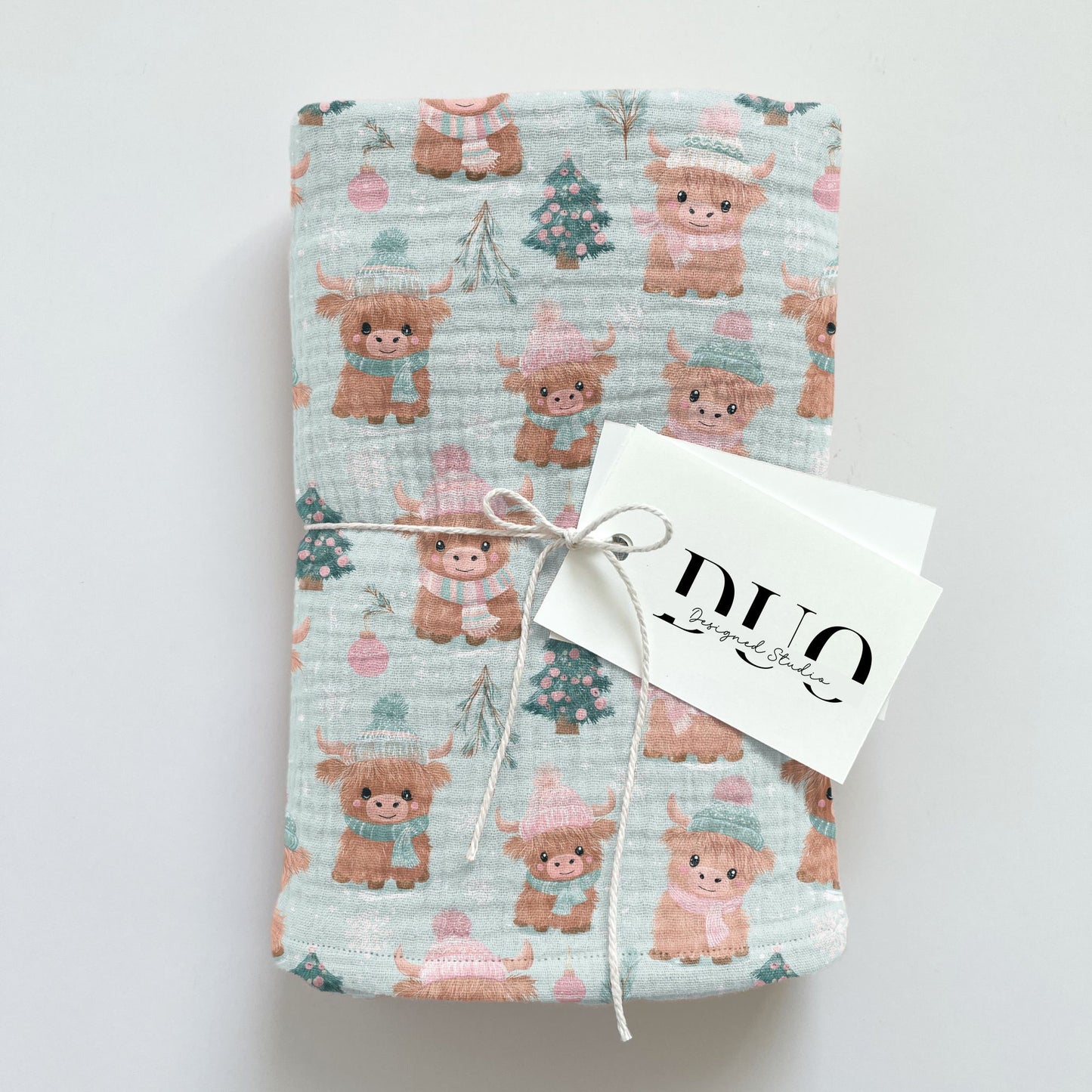 Winter Baby Cows Digital Seamless Pattern