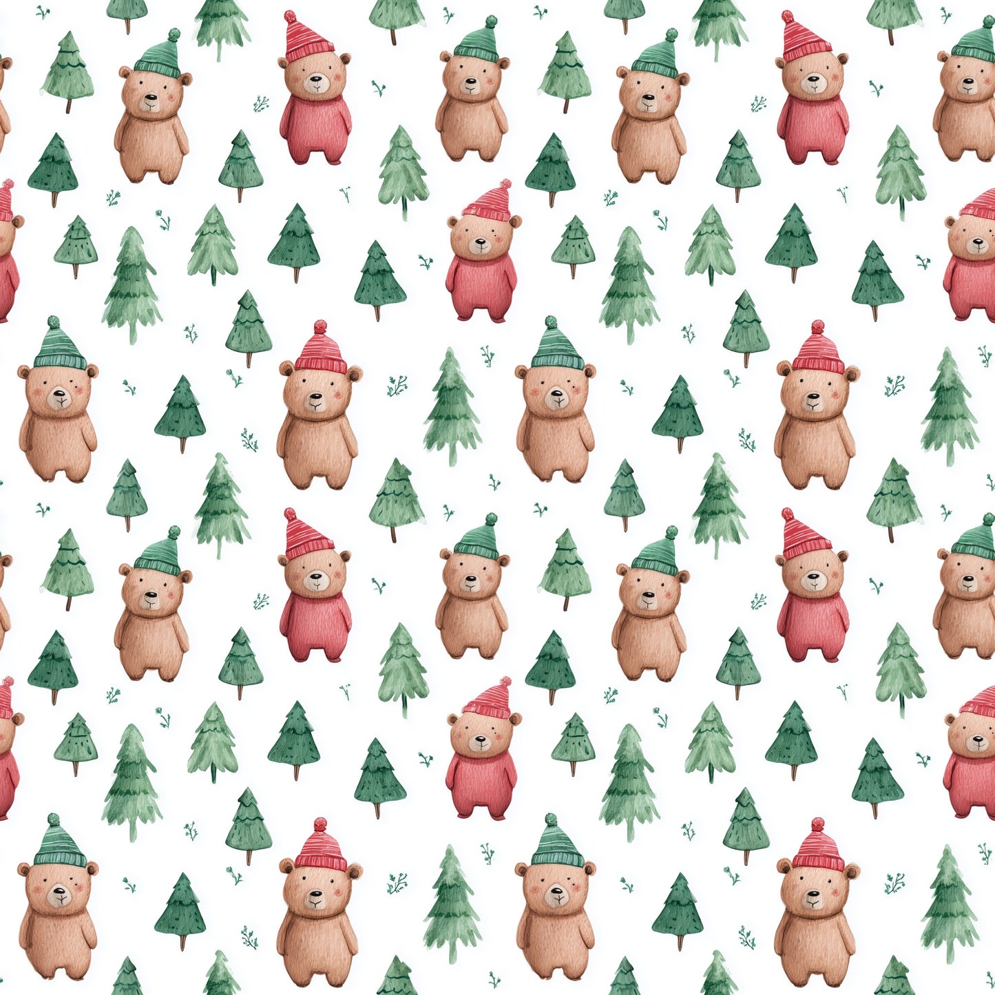 Winter Bears Digital Seamless Pattern