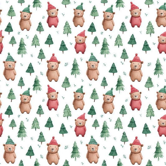 Winter Bears Digital Seamless Pattern