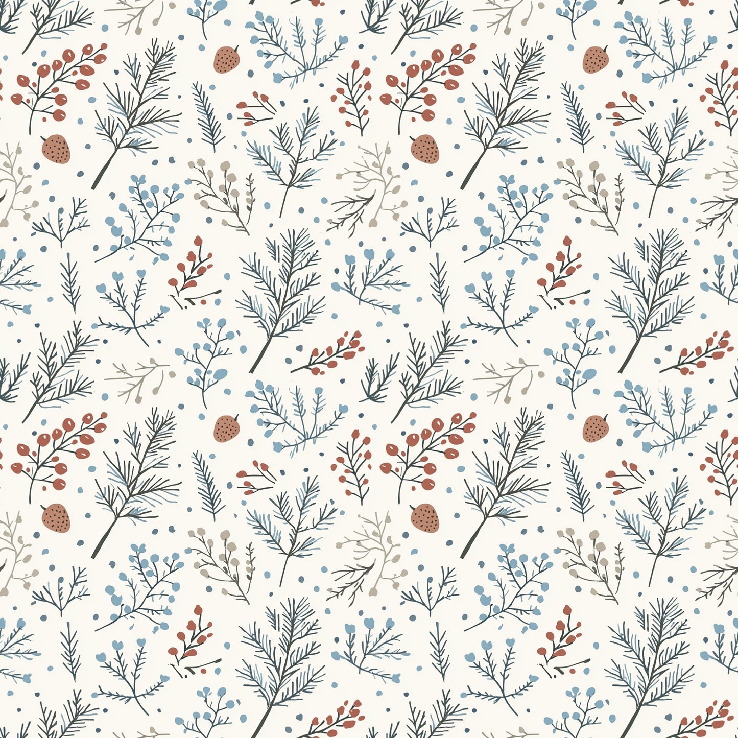 Winter Foliage Digital Seamless Pattern