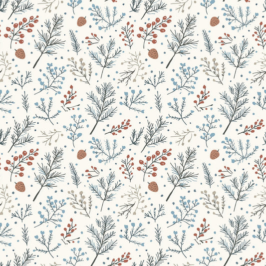 Winter Foliage Digital Seamless Pattern