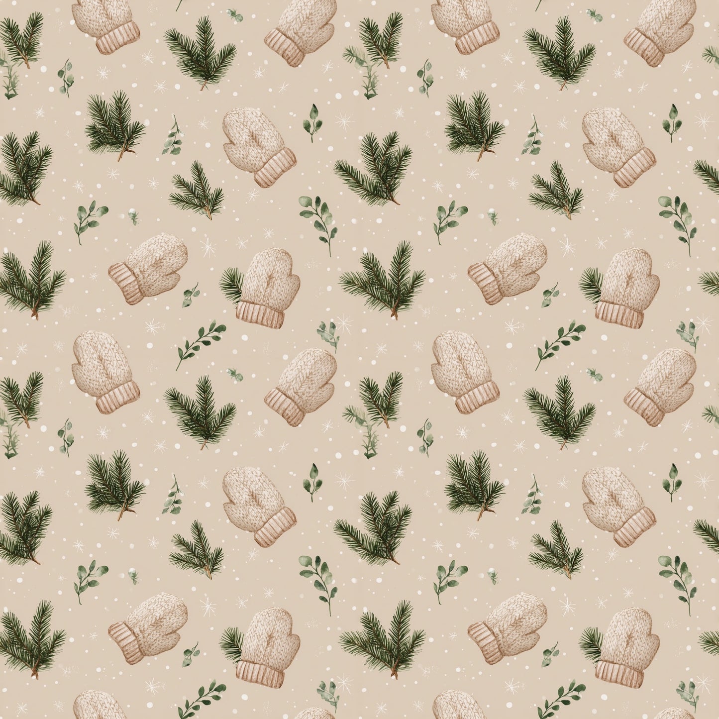 Winter Mittens Digital Seamless Pattern