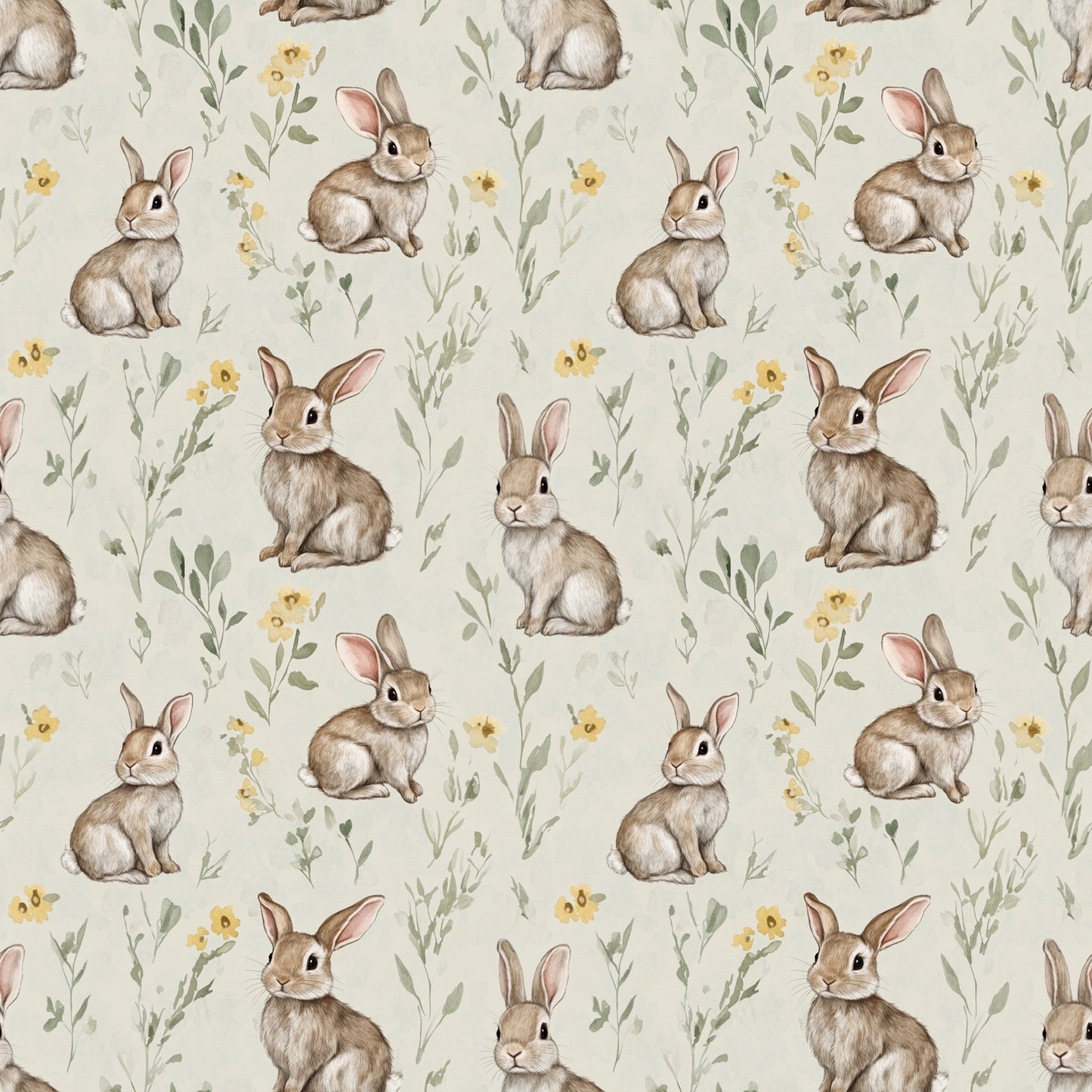 Woodland Bunnies Digital Seamless Pattern