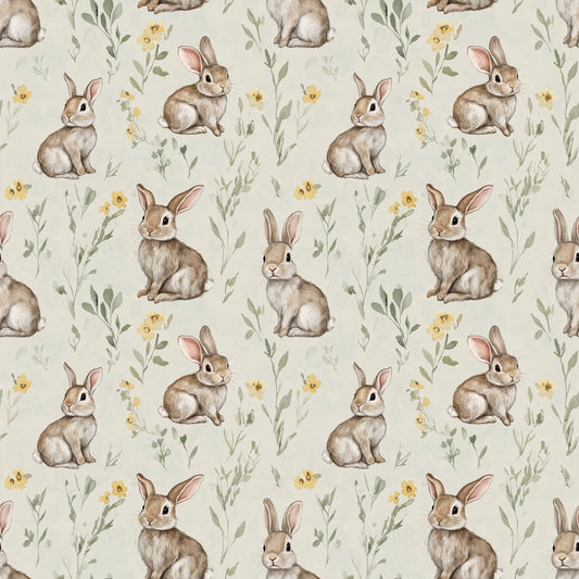 Woodland Bunnies Digital Seamless Pattern