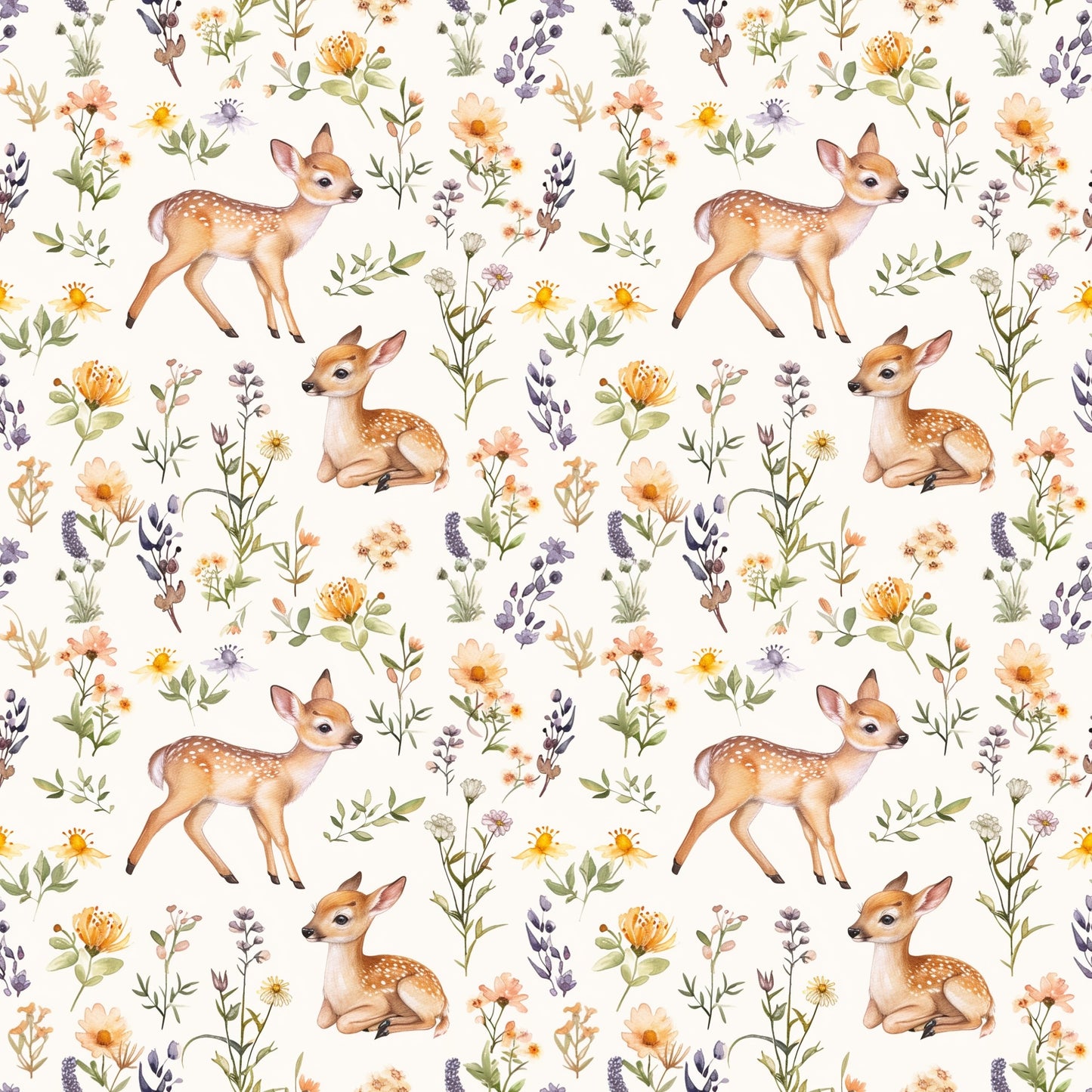 Woodland Deer Digital Seamless Pattern