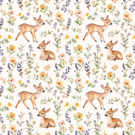 Woodland Deer Digital Seamless Pattern