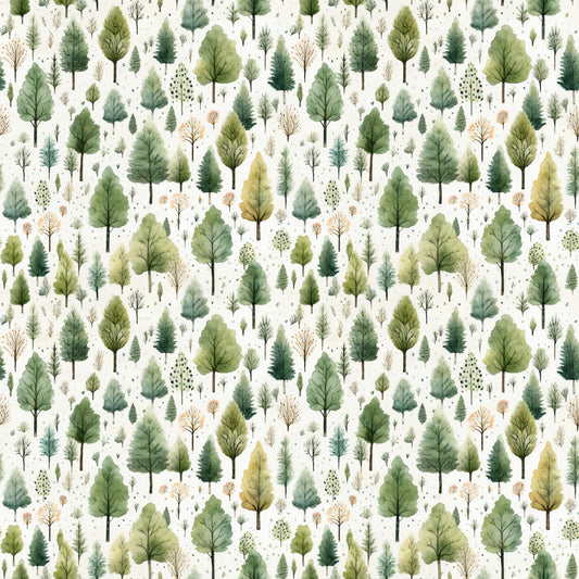 Woodland Trees Digital Seamless Pattern