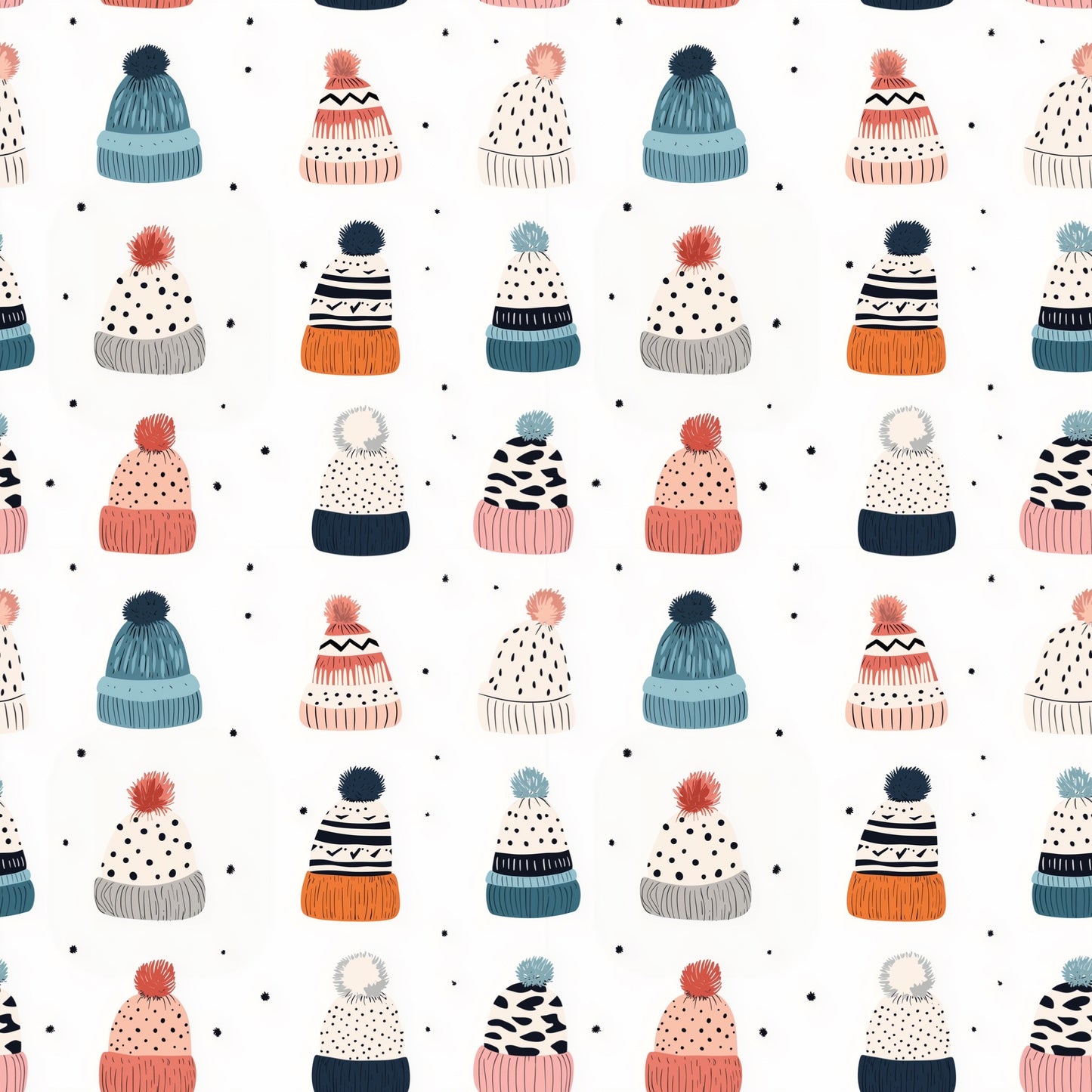 Woolly Hats Digital Seamless Pattern