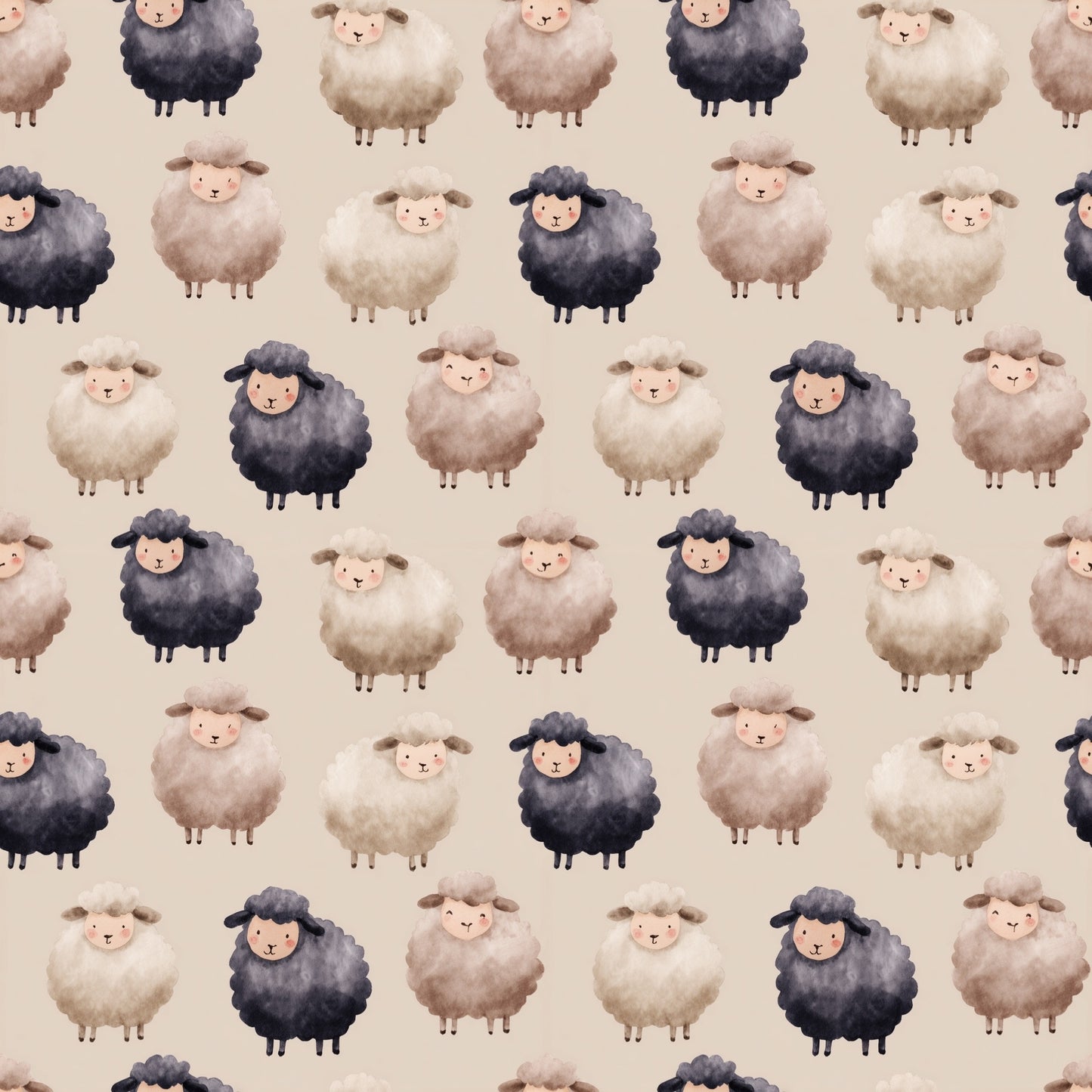 Woolly Sheep Digital Seamless Pattern