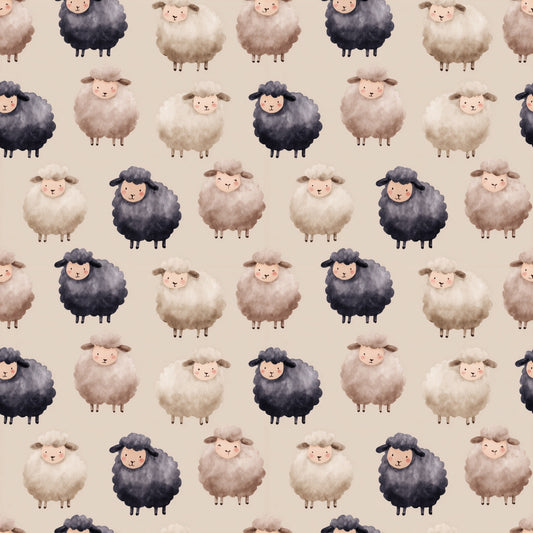 Woolly Sheep Digital Seamless Pattern