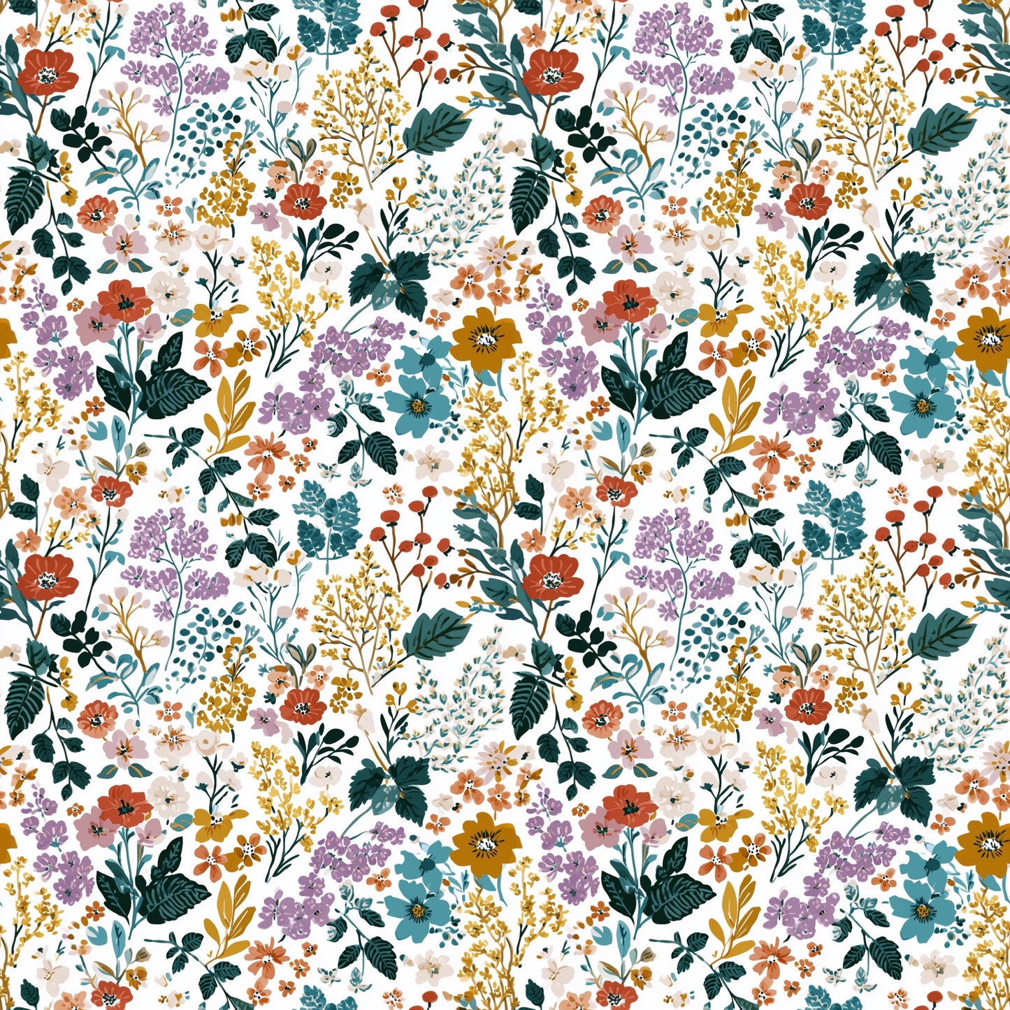 Wren Floral Digital Seamless Pattern