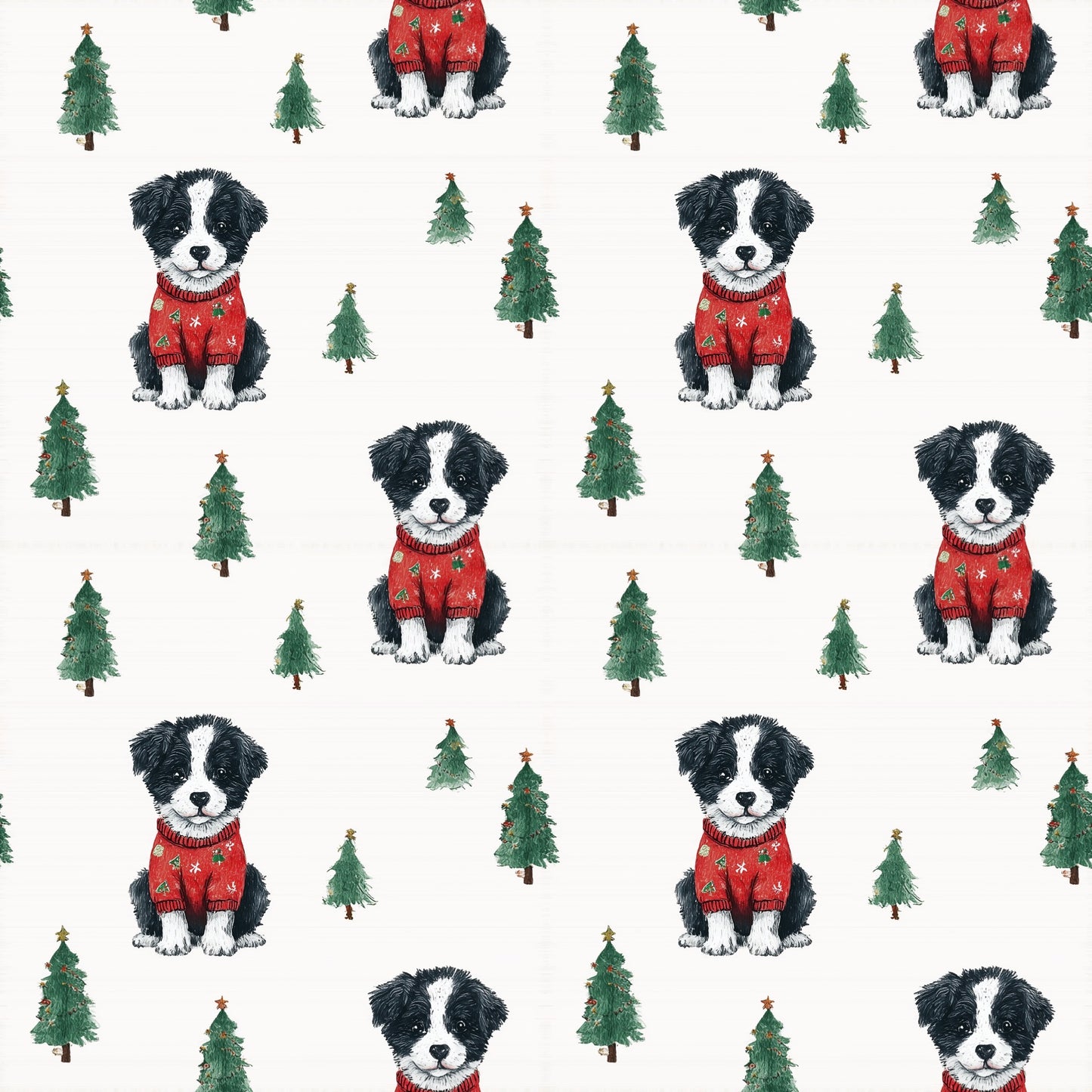 Christmas Dog Digital Seamless Pattern