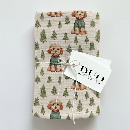 Christmas Cockapoo Digital Seamless Pattern