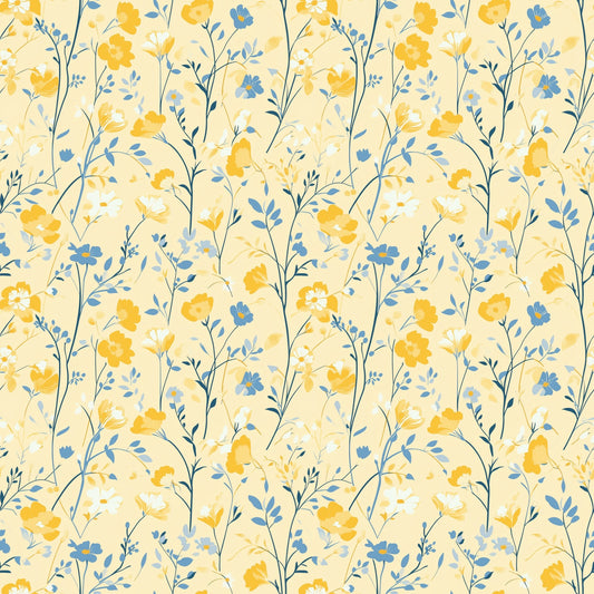 Yellow Floral Digital Seamless Pattern