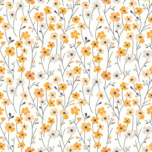 Yellow Meadow Floral Digital Seamless Pattern