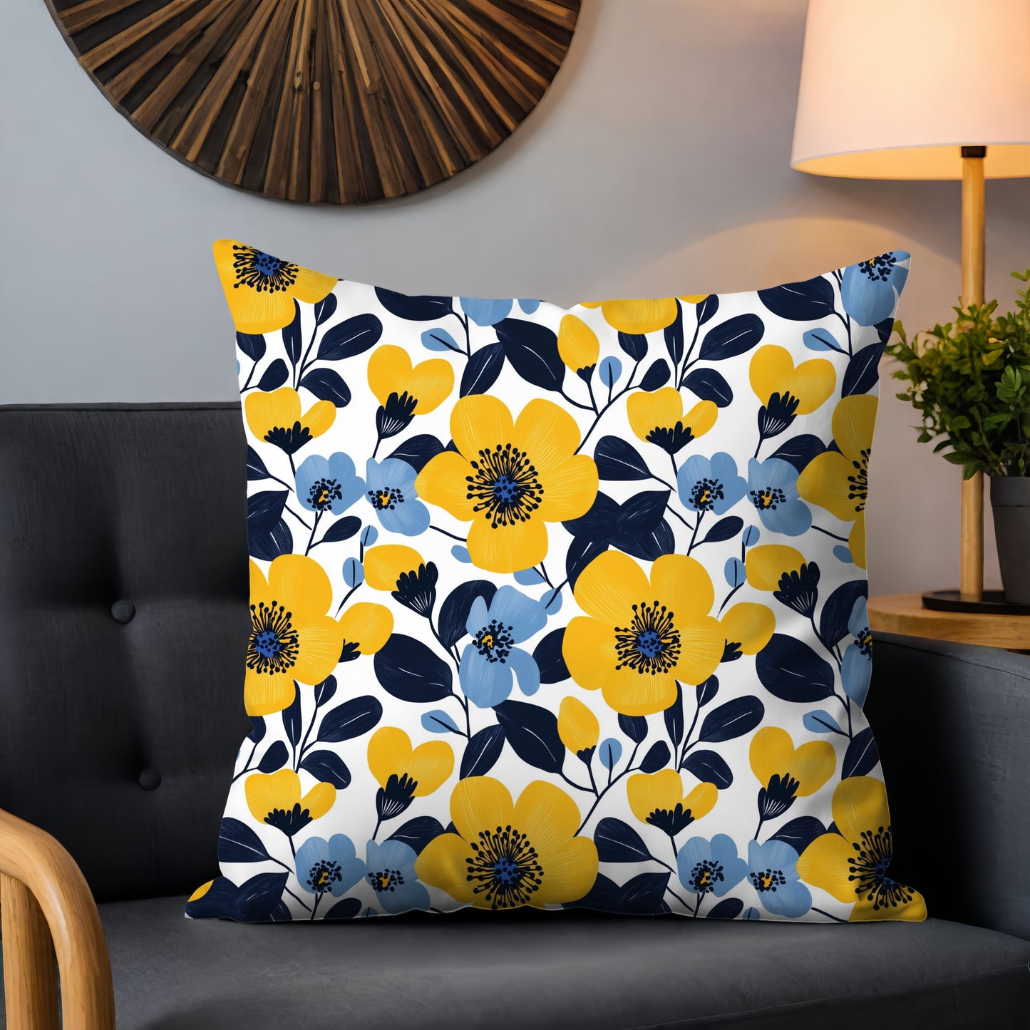Yellow & Blue Floral Digital Seamless Pattern