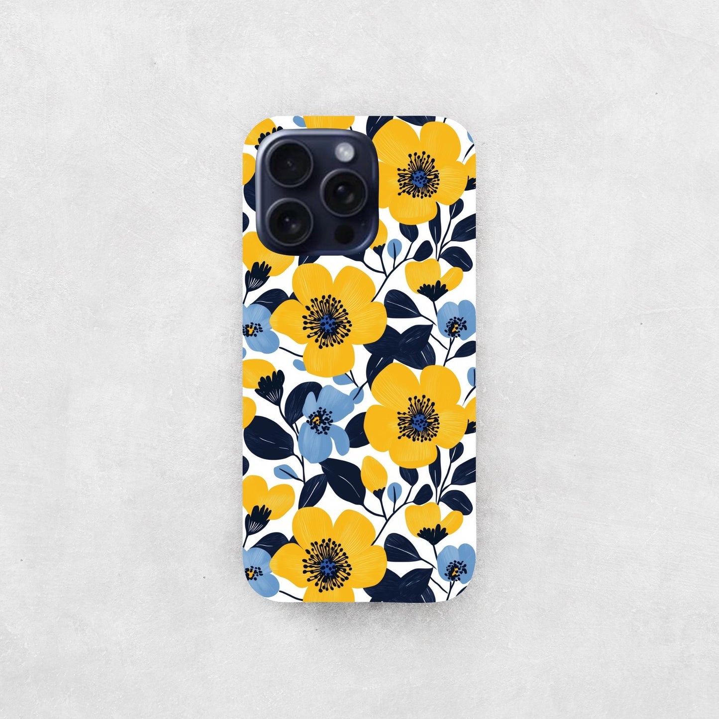 Yellow & Blue Floral Digital Seamless Pattern
