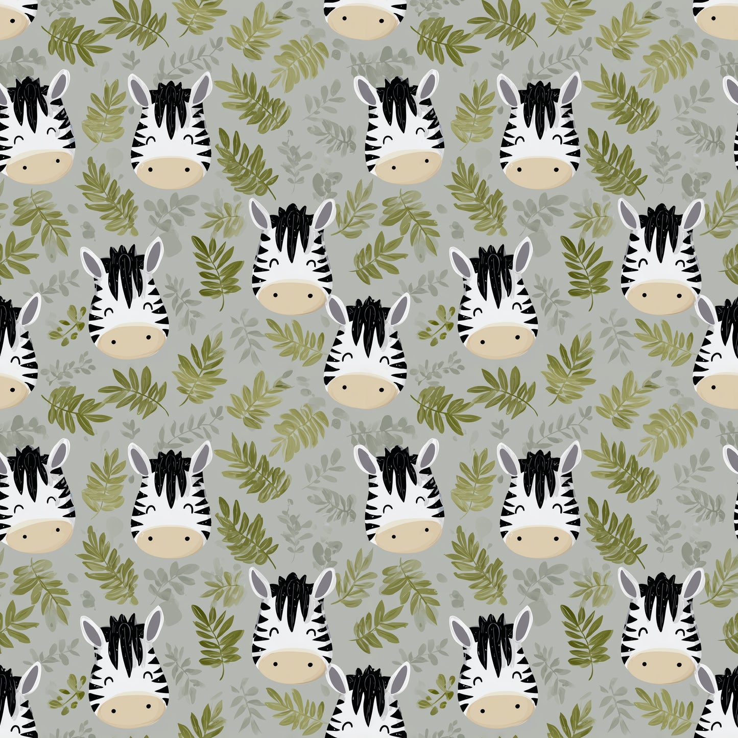 Zebra Faces Digital Seamless Pattern